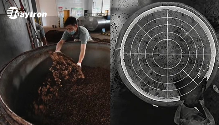 Baijiu fermentation shown in visible and thermal images for temperature monitoring