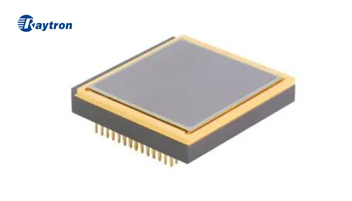 Ceramic-packaged infrared sensor in compact square housing.